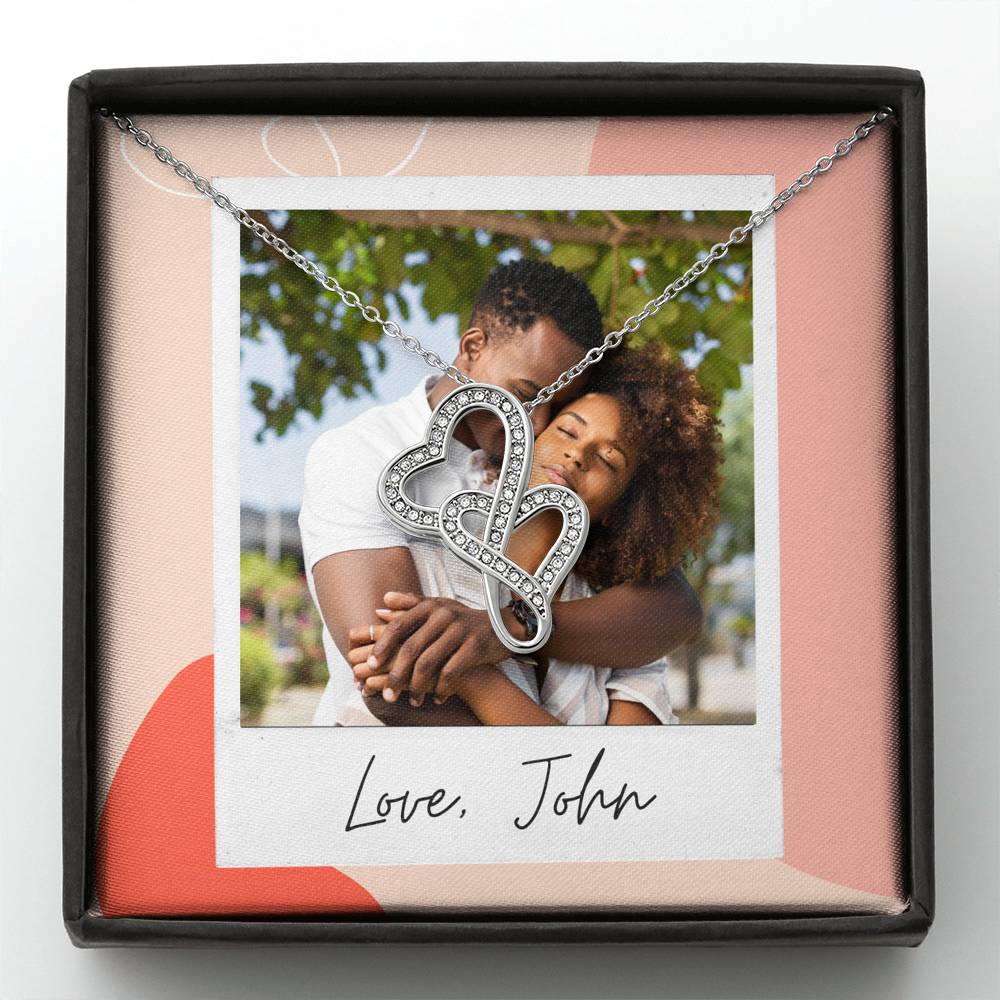 Personalized Gift Boyfriend Necklace for Her Valentines Birthday  Gift Double  Hearts Necklace for Women with Message  Card