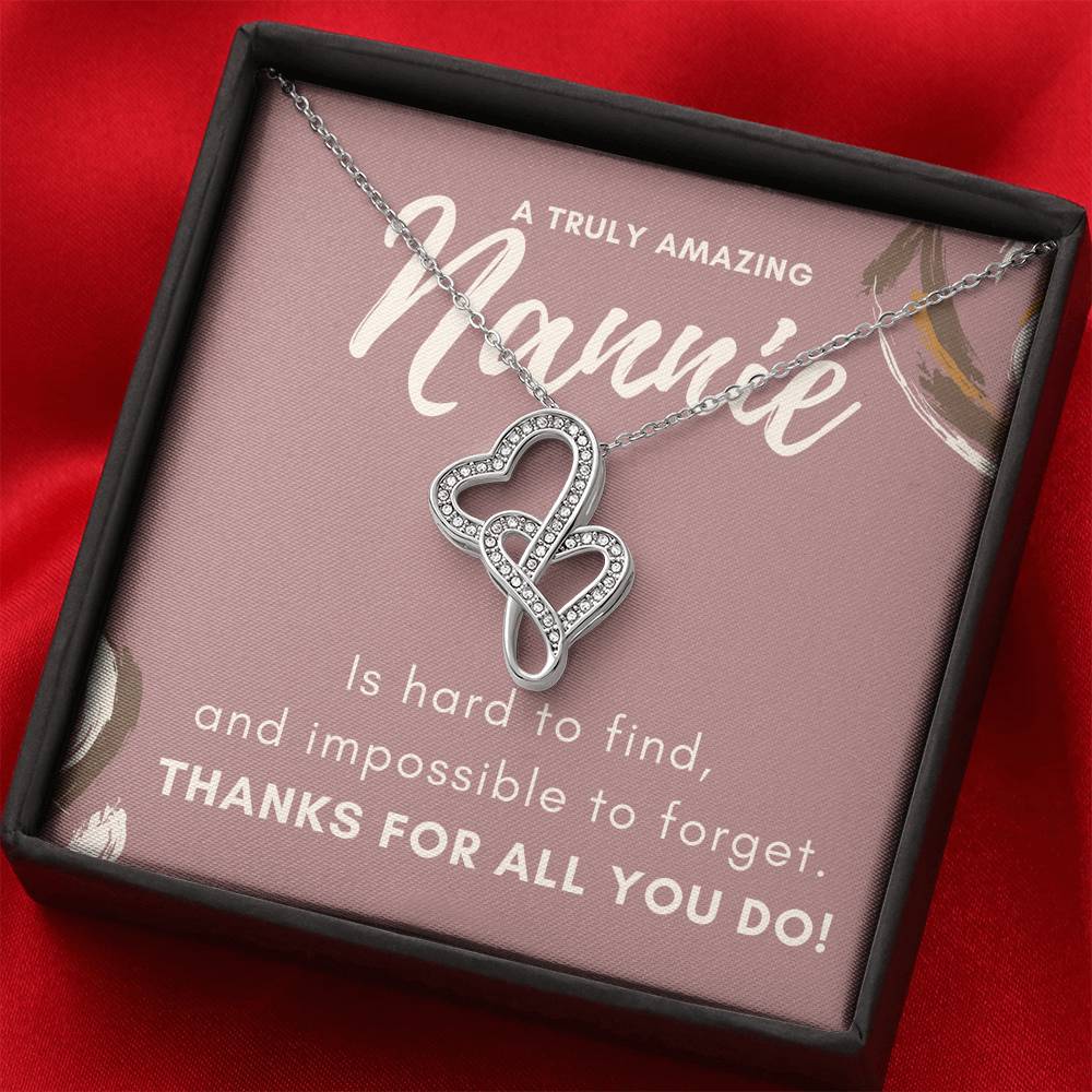 Mothers Day Gift For Nannie Double Heart love Necklace
