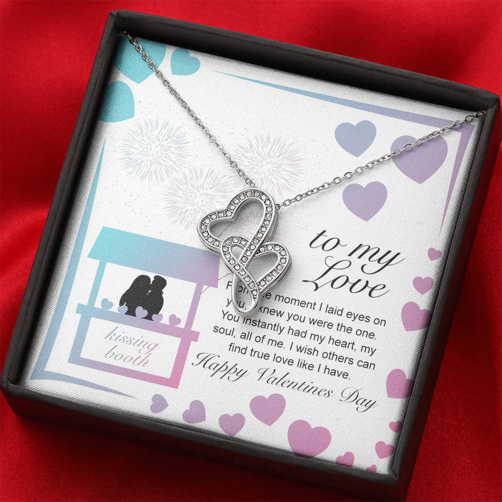 Personalized Wife Girlfriend Necklace  for Her Valentines Birthday Anniversary Gift Double Hearts Necklace for Women with Message  Card