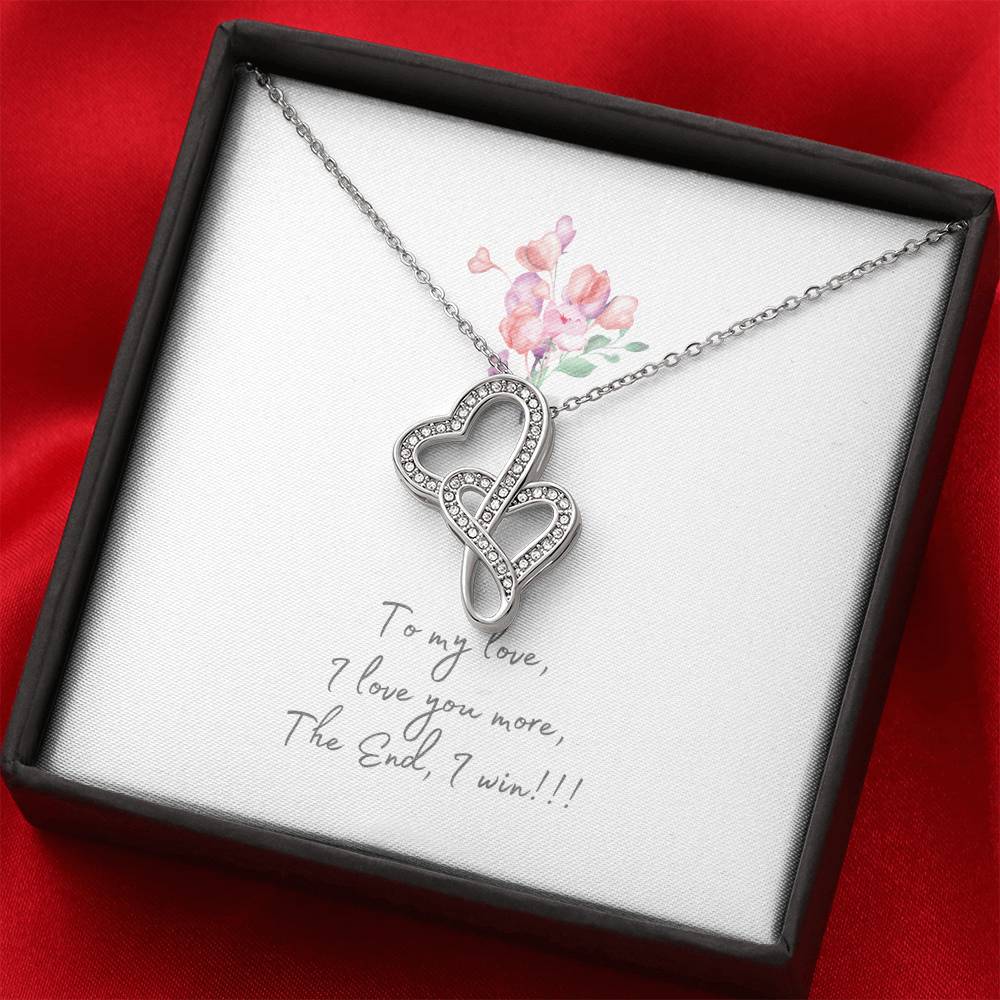 Personalized Gift Girlfriend Necklace for Her Valentines Birthday  Gift Double Hearts Necklace for Women with Message  Card