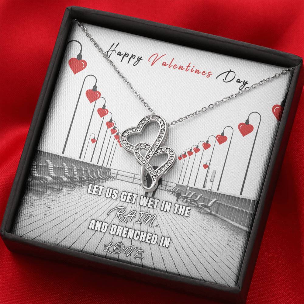 Necklace Gift, Double Hearts, Happy Valentines Day, Love Necklace, I love you,