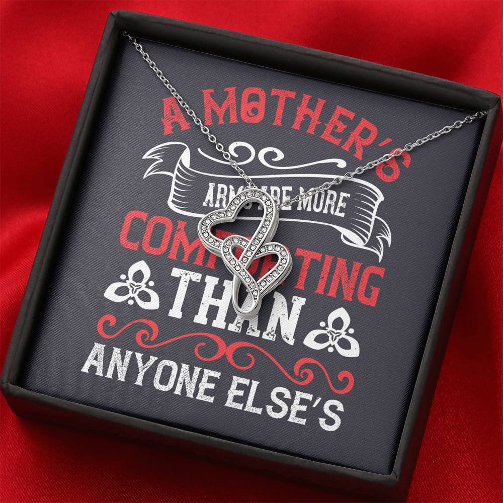 Personalized Gift Mother Necklace for Her Valentines Birthday  Gift Double Hearts Necklace for Women with Message  Card