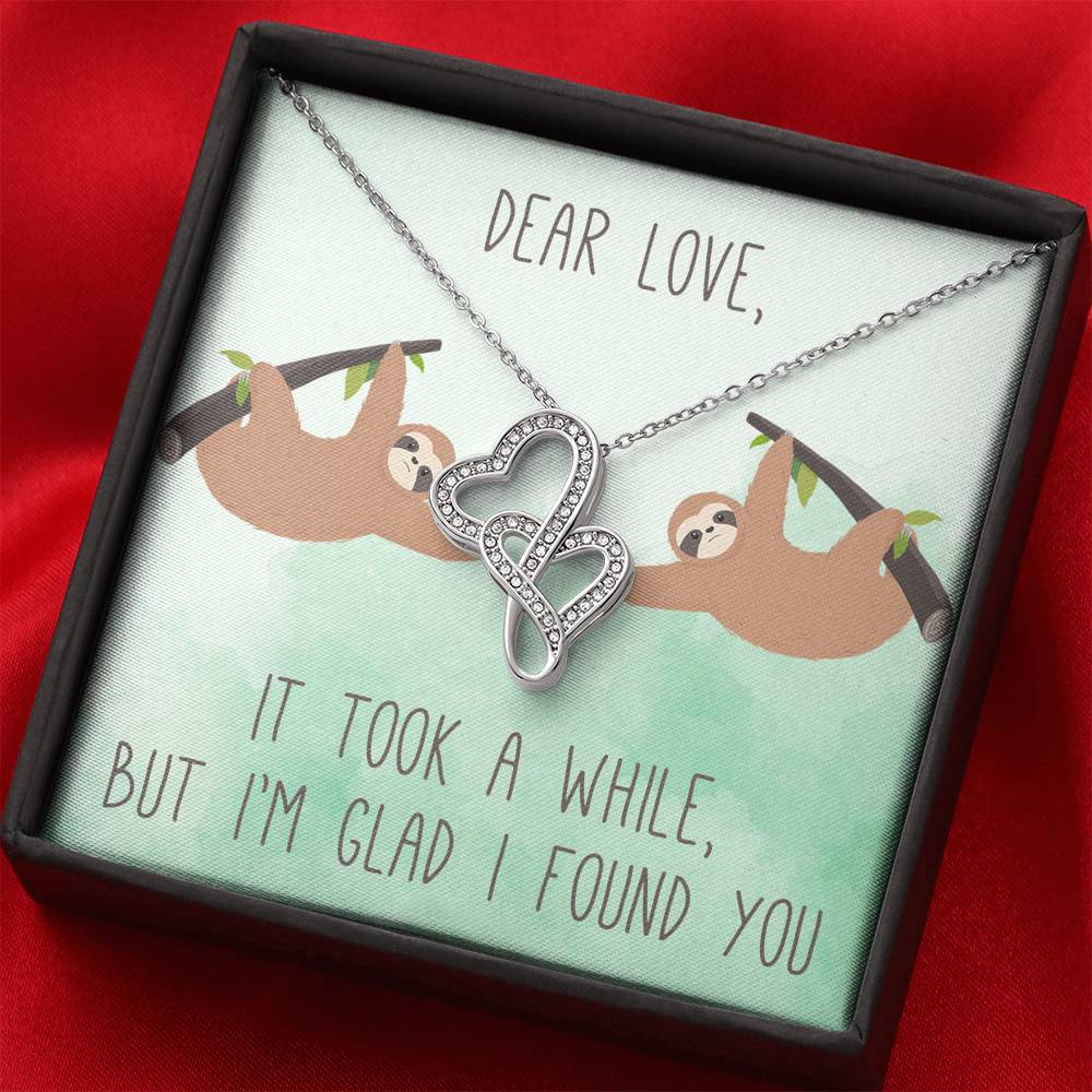 Personalized To my Wife Necklace  for Her Valentines Birthday Anniversary Gift Double Hearts Necklace for Women with Message  Card