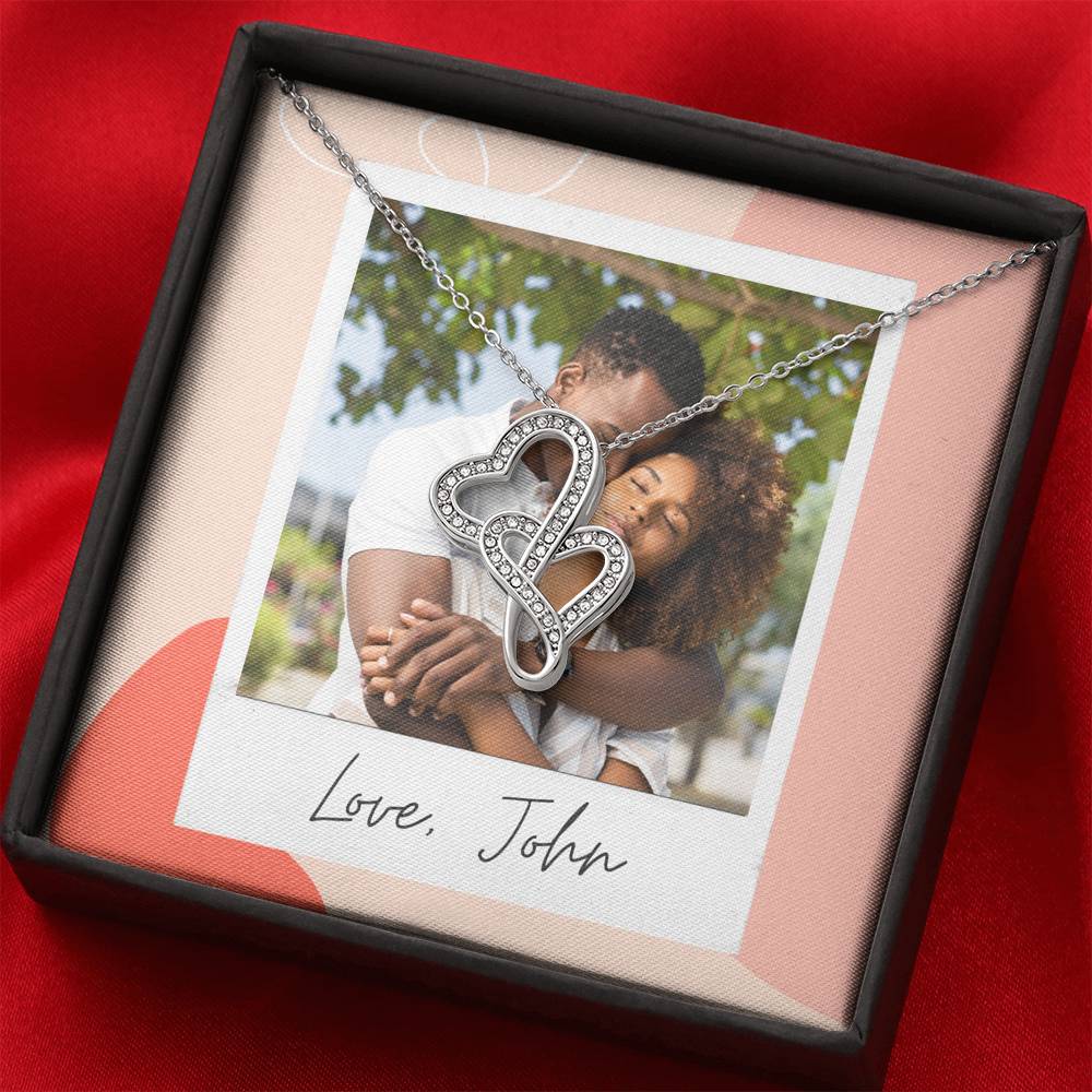 Personalized Gift Boyfriend Necklace for Her Valentines Birthday  Gift Double  Hearts Necklace for Women with Message  Card