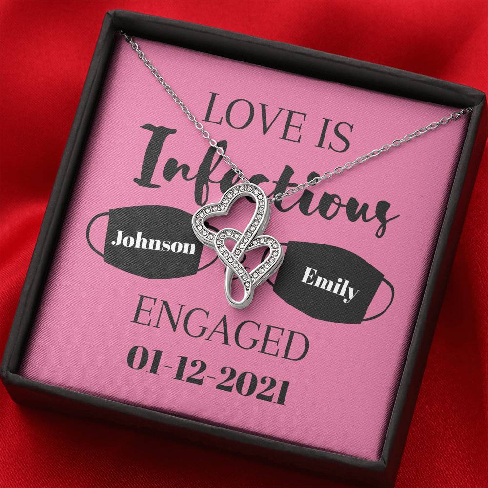 Custom Anniversary Necklace,  Engagement Necklace, Valentine Gifts, Gift for Her, Wife, Future Wife, Personalize name, Initials, Hearts