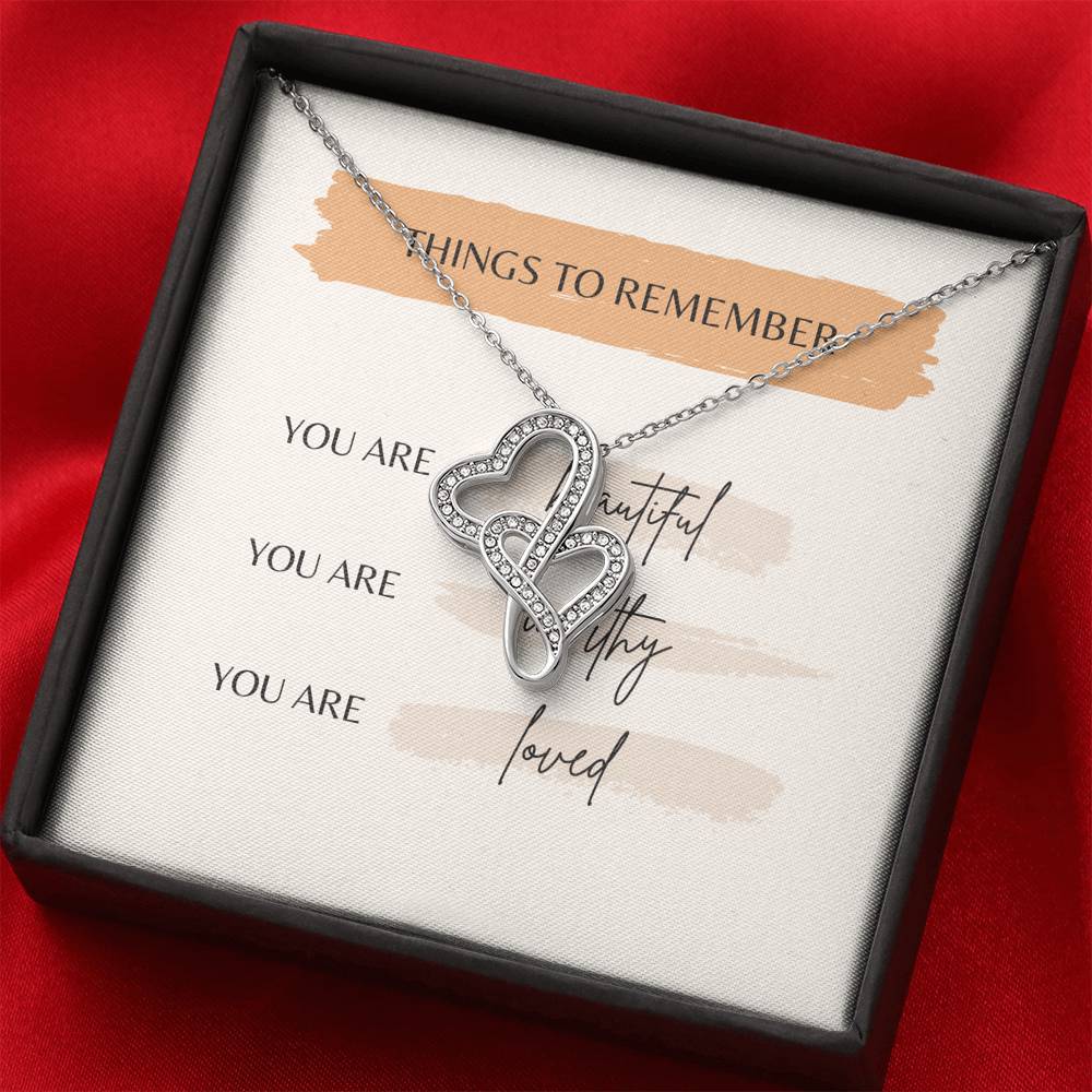 Personalized Wife Girlfriend Necklace for Her Valentines Birthday  Gift Double Hearts  Necklace for Women with Message  Card