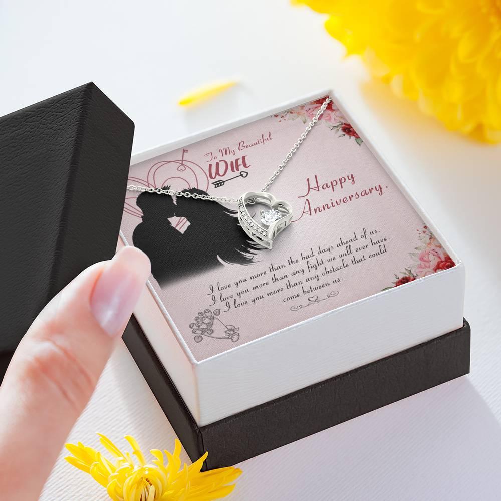 Forever Love Necklace for Wife Personalized in Wooden Box Birthday Gift for Her Valentines Anniversary Gifts To My Wife Necklace with message card from Husband Necklaces for Women
