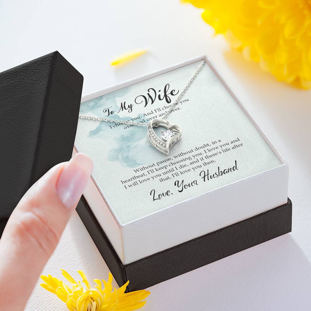 Forever Love Necklace for Wife Personalized in Luxury Box Birthday Gift for Her Valentines Anniversary Gifts To My Wife Necklace with message card from Husband Silver Necklaces for Women