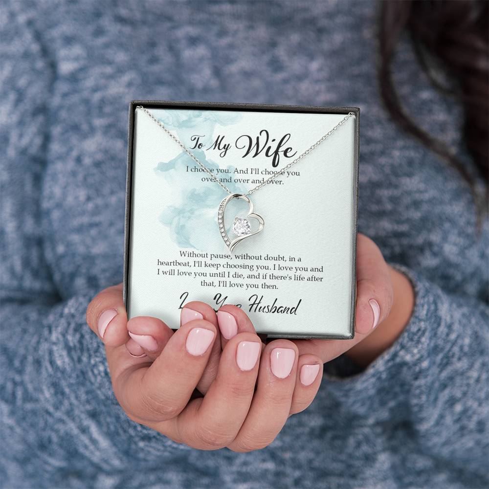 Forever Love Necklace for Wife Personalized in Luxury Box Birthday Gift for Her Valentines Anniversary Gifts To My Wife Necklace with message card from Husband Silver Necklaces for Women