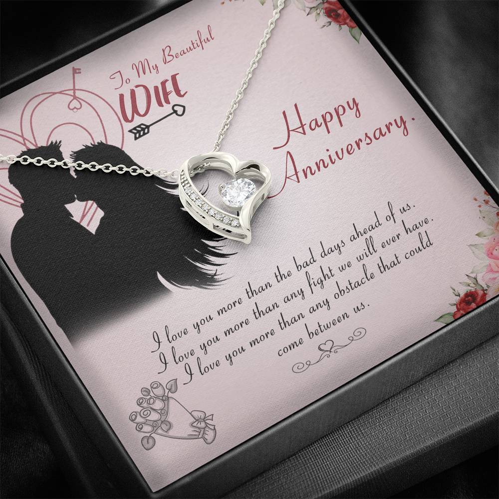 Forever Love Necklace for Wife Personalized in Wooden Box Birthday Gift for Her Valentines Anniversary Gifts To My Wife Necklace with message card from Husband Necklaces for Women