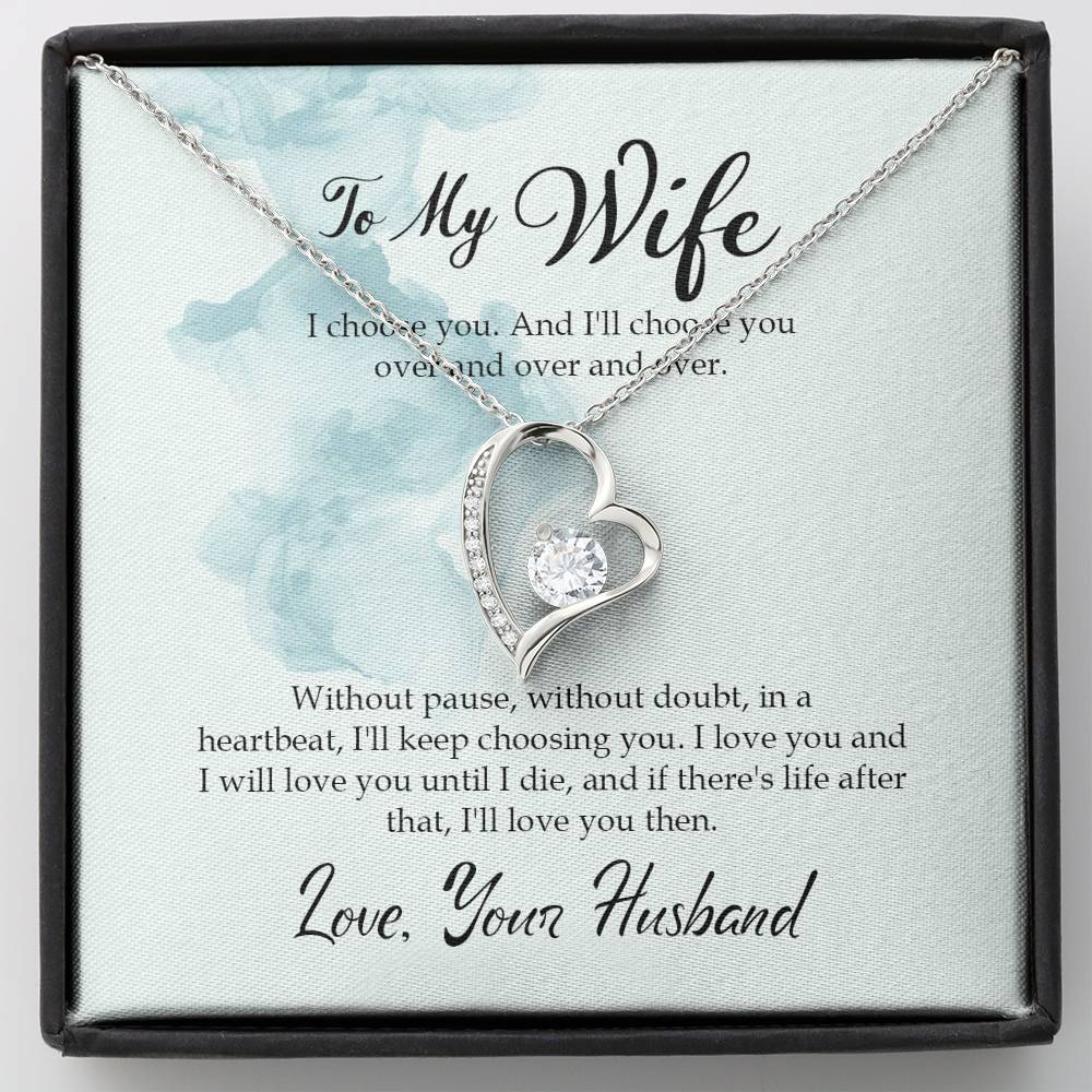 Forever Love Necklace for Wife Personalized in Luxury Box Birthday Gift for Her Valentines Anniversary Gifts To My Wife Necklace with message card from Husband Silver Necklaces for Women