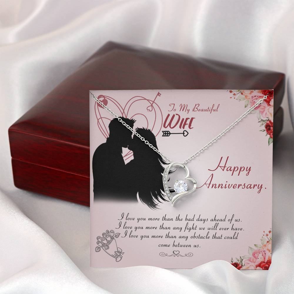 Forever Love Necklace for Wife Personalized in Wooden Box Birthday Gift for Her Valentines Anniversary Gifts To My Wife Necklace with message card from Husband Necklaces for Women