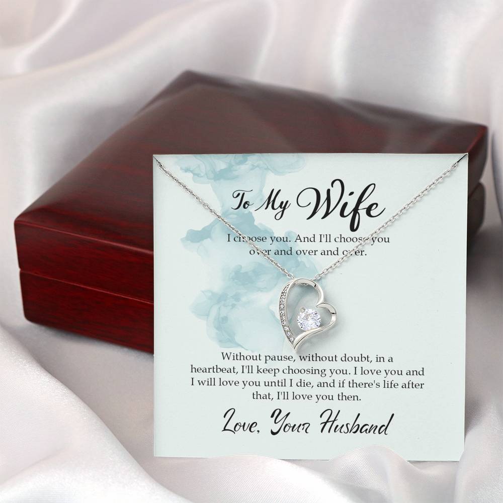 Forever Love Necklace for Wife Personalized in Luxury Box Birthday Gift for Her Valentines Anniversary Gifts To My Wife Necklace with message card from Husband Silver Necklaces for Women