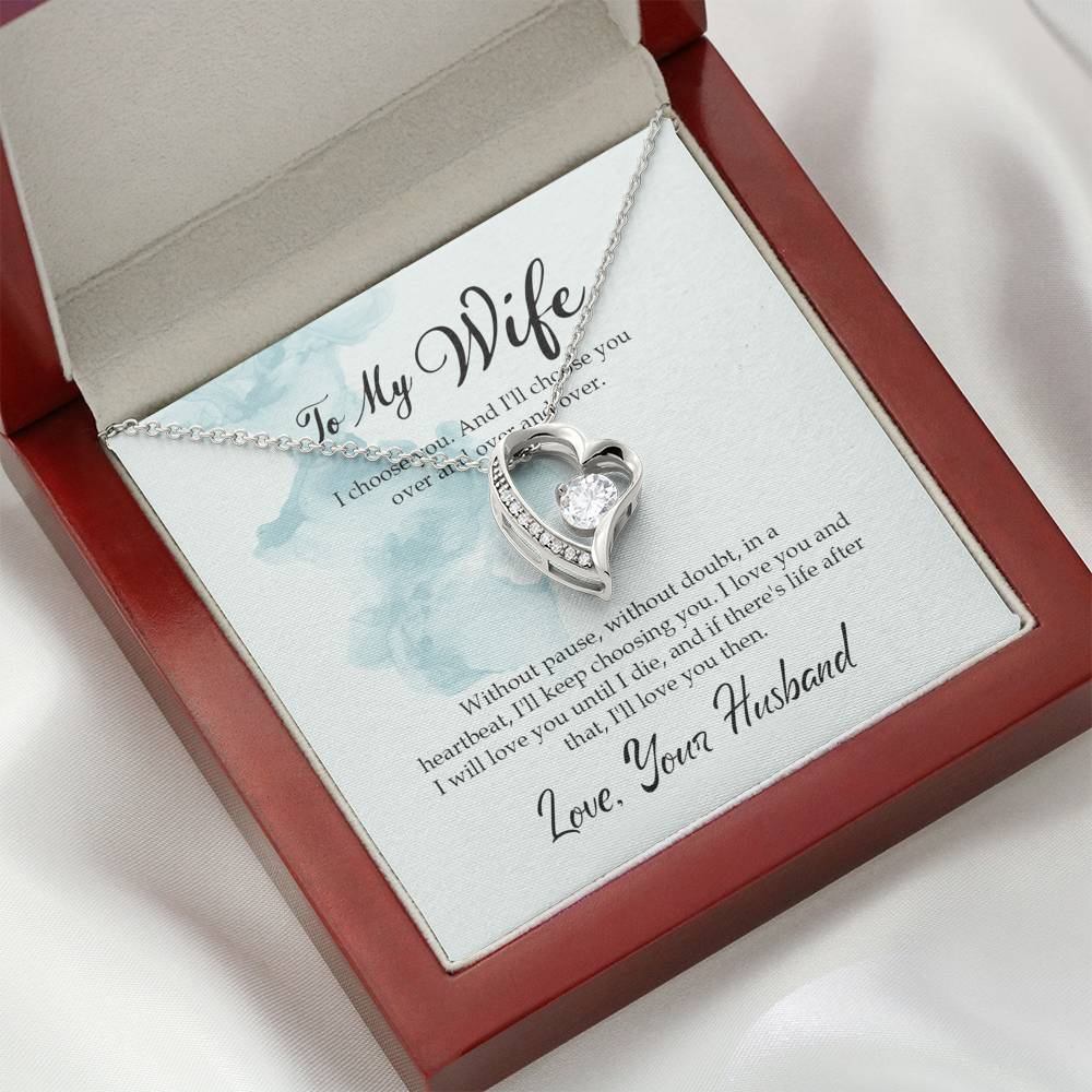 Forever Love Necklace for Wife Personalized in Luxury Box Birthday Gift for Her Valentines Anniversary Gifts To My Wife Necklace with message card from Husband Silver Necklaces for Women