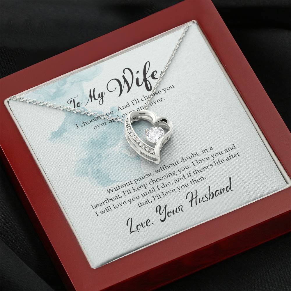 Forever Love Necklace for Wife Personalized in Luxury Box Birthday Gift for Her Valentines Anniversary Gifts To My Wife Necklace with message card from Husband Silver Necklaces for Women