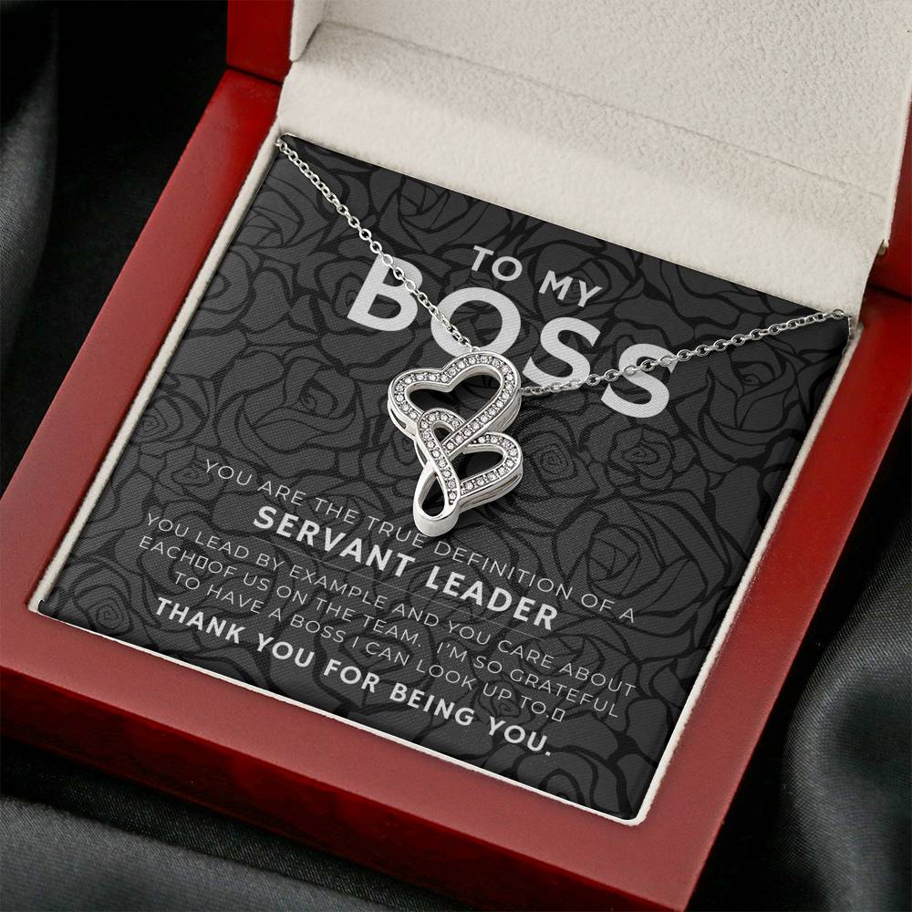 Shiny Double Heart Pendent For Women Boss Retirement And Promotion Gift