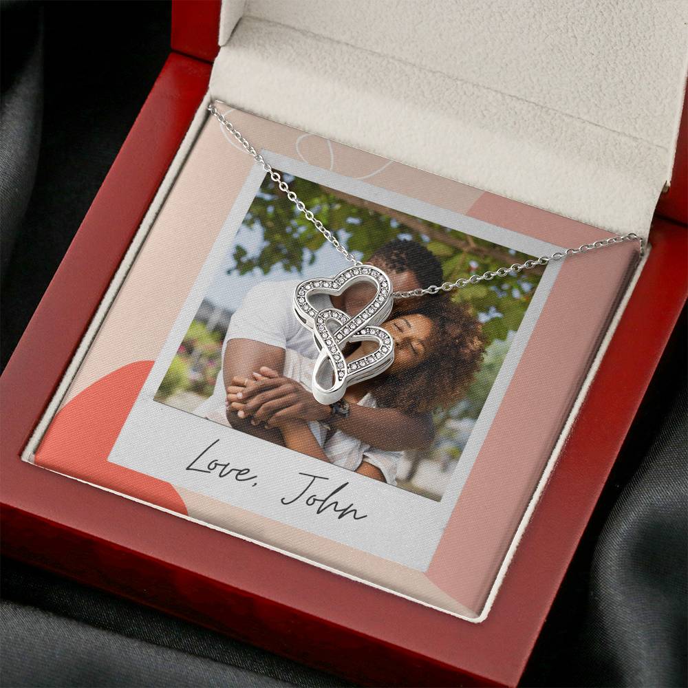 Personalized Gift Boyfriend Necklace for Her Valentines Birthday  Gift Double  Hearts Necklace for Women with Message  Card