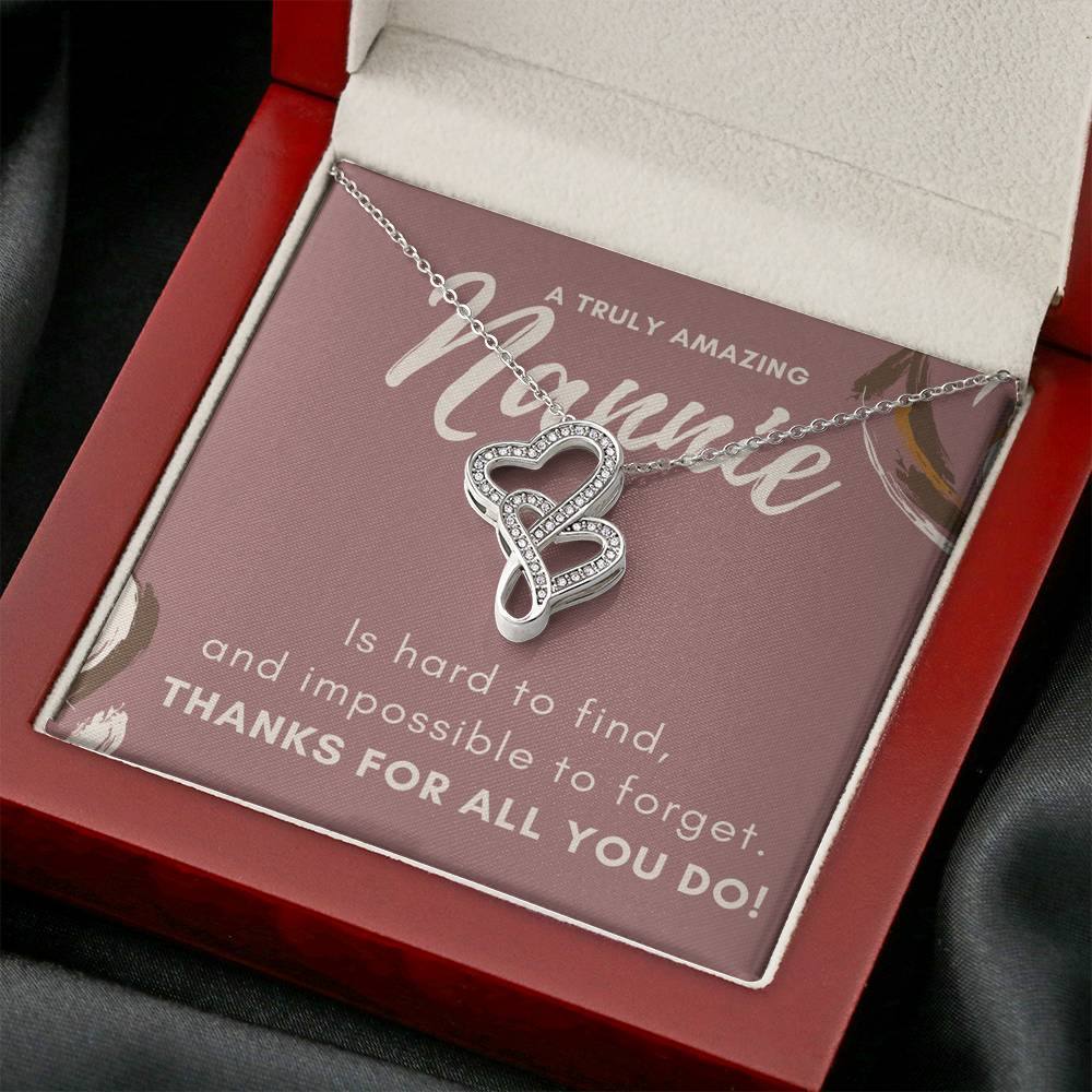 Mothers Day Gift For Nannie Double Heart love Necklace