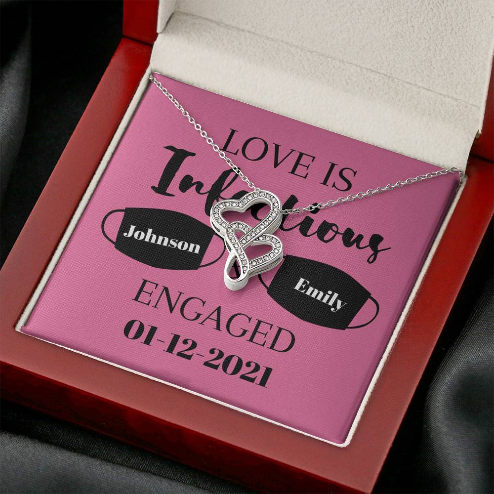 Custom Anniversary Necklace,  Engagement Necklace, Valentine Gifts, Gift for Her, Wife, Future Wife, Personalize name, Initials, Hearts