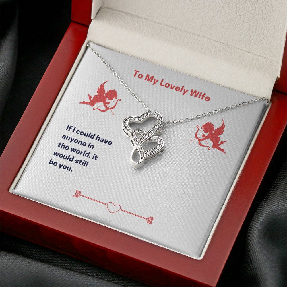 Personalized To my Wife Necklace  for Her Valentines Birthday Gift Double Hearts Necklace for Women with Message  Card