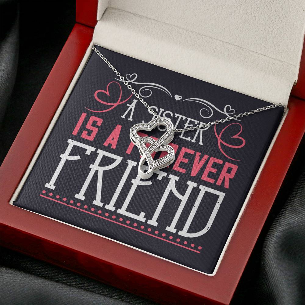 Personalized Gift Sister Necklace for Her Valentines Birthday  Gift Double Hearts Necklace for Women with Message  Card