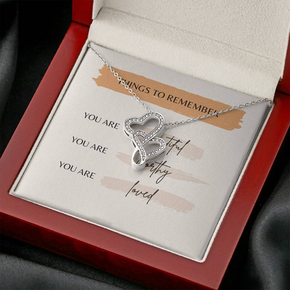 Personalized Wife Girlfriend Necklace for Her Valentines Birthday  Gift Double Hearts  Necklace for Women with Message  Card