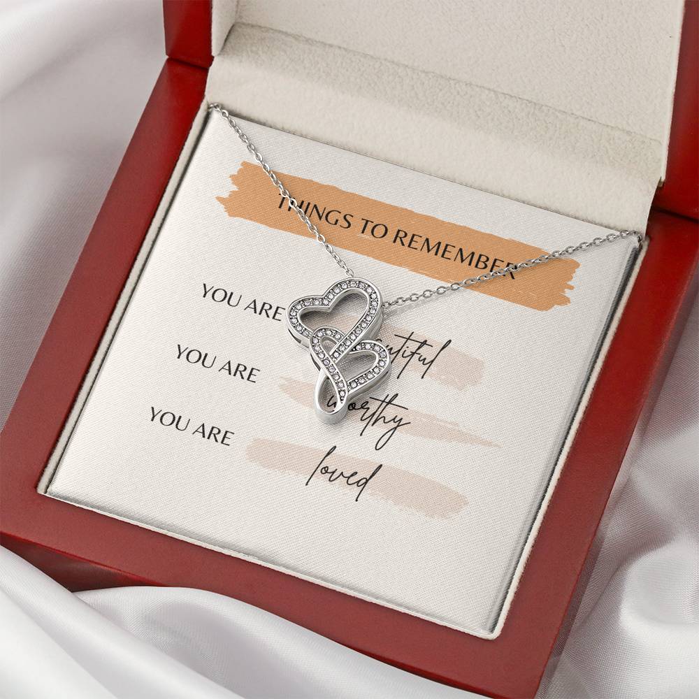 Personalized Wife Girlfriend Necklace for Her Valentines Birthday  Gift Double Hearts  Necklace for Women with Message  Card