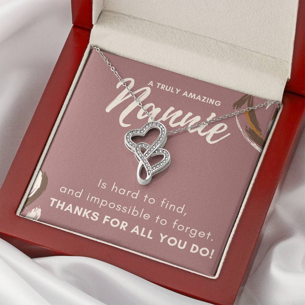 Mothers Day Gift For Nannie Double Heart love Necklace