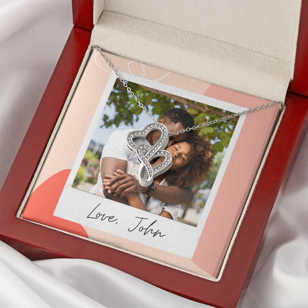 Personalized Gift Boyfriend Necklace for Her Valentines Birthday  Gift Double  Hearts Necklace for Women with Message  Card