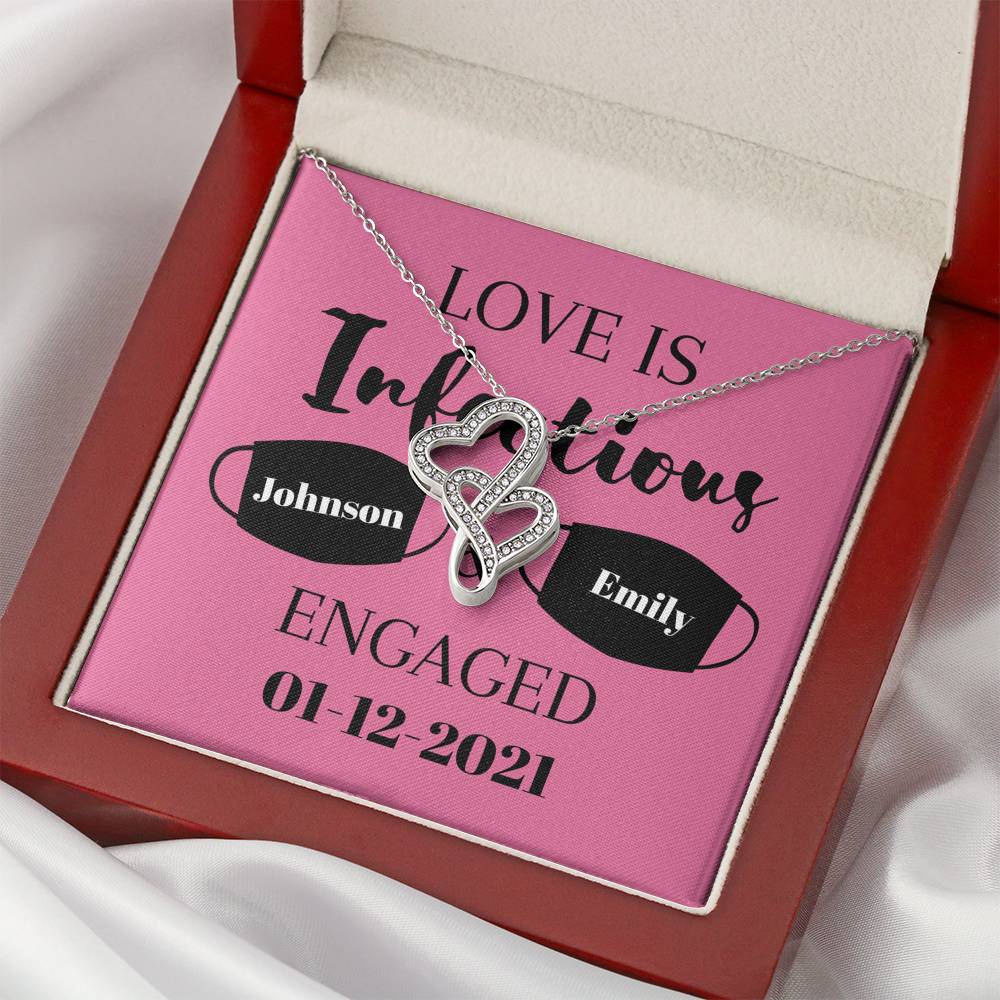 Custom Anniversary Necklace,  Engagement Necklace, Valentine Gifts, Gift for Her, Wife, Future Wife, Personalize name, Initials, Hearts