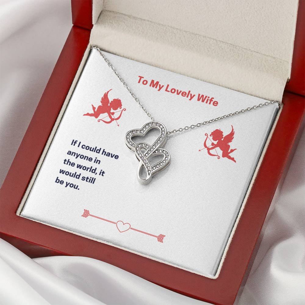 Personalized To my Wife Necklace  for Her Valentines Birthday Gift Double Hearts Necklace for Women with Message  Card