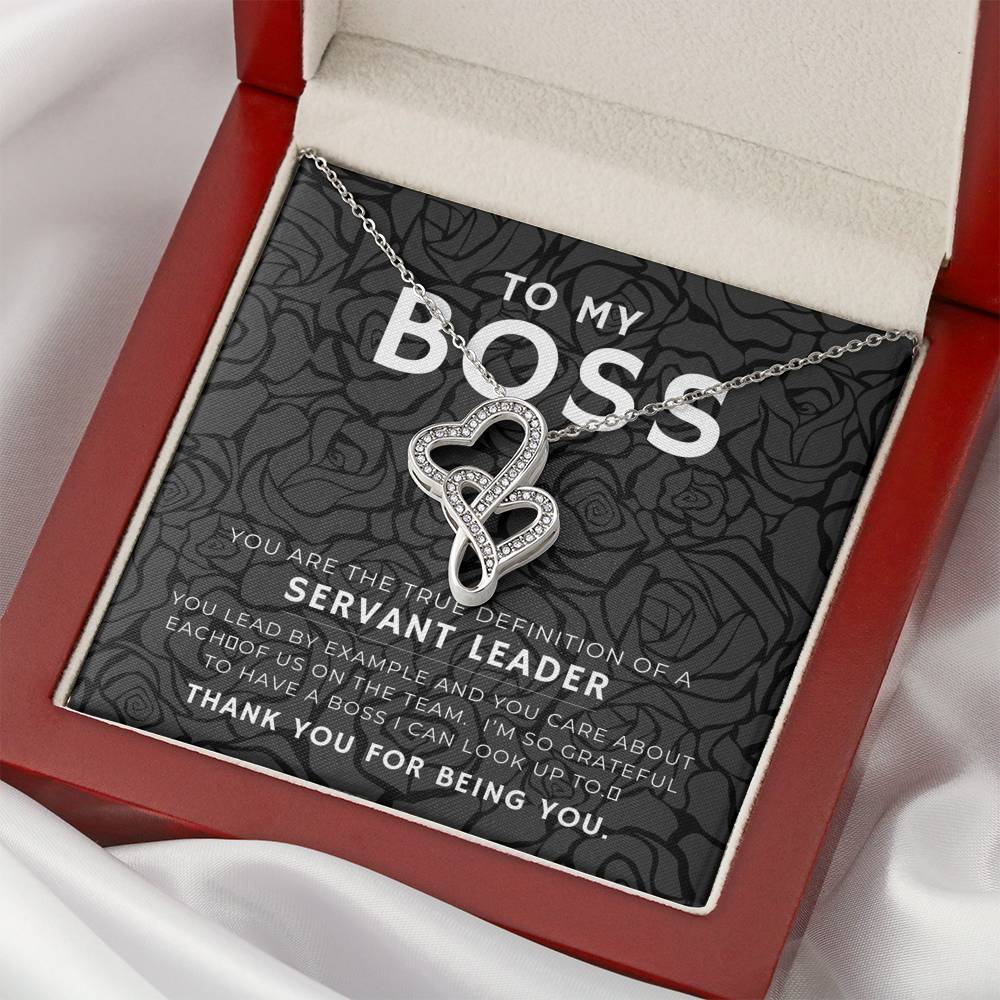 Shiny Double Heart Pendent For Women Boss Retirement And Promotion Gift