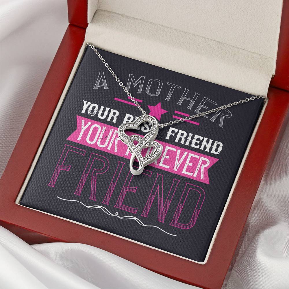 Personalized Gift Mother Necklace for Her Valentines Birthday  Gift Double Hearts Necklace for Women with Message  Card