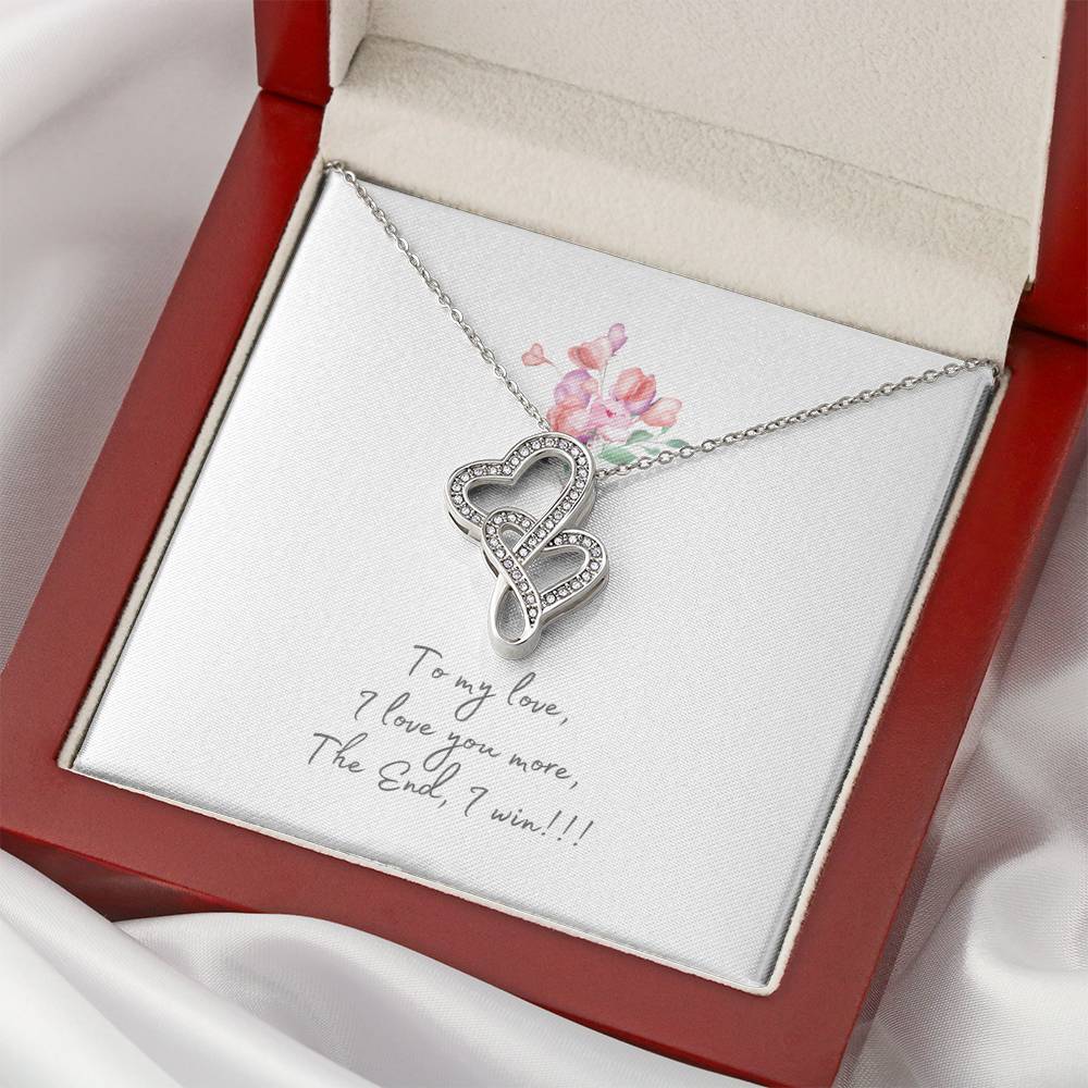 Personalized Gift Girlfriend Necklace for Her Valentines Birthday  Gift Double Hearts Necklace for Women with Message  Card