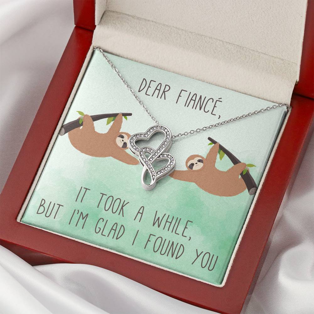 Personalized To my Fiance Necklace  for Her Valentines Birthday Anniversary Gift Double Hearts Necklace for Women with Message  Card