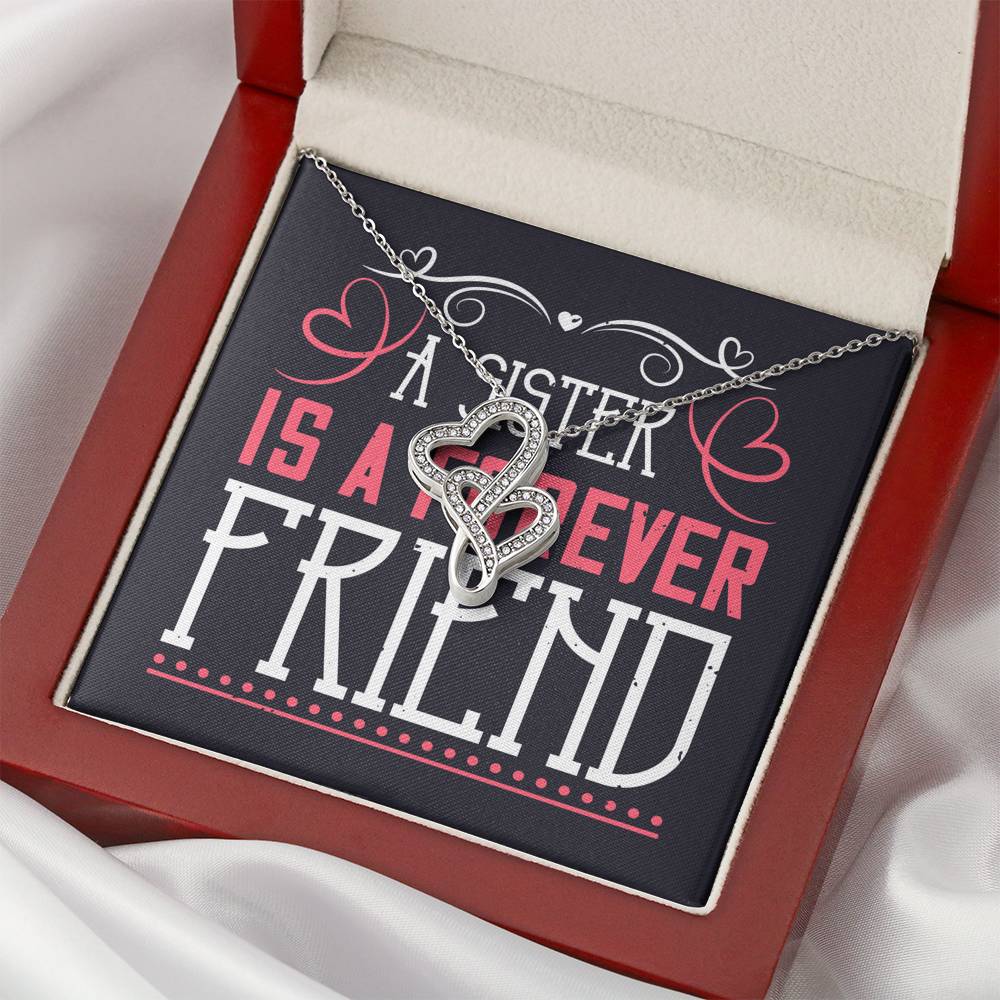 Personalized Gift Sister Necklace for Her Valentines Birthday  Gift Double Hearts Necklace for Women with Message  Card
