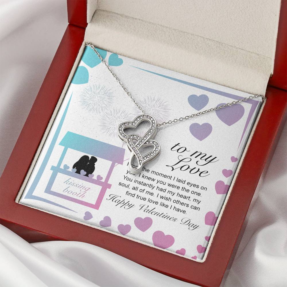 Personalized Wife Girlfriend Necklace  for Her Valentines Birthday Anniversary Gift Double Hearts Necklace for Women with Message  Card