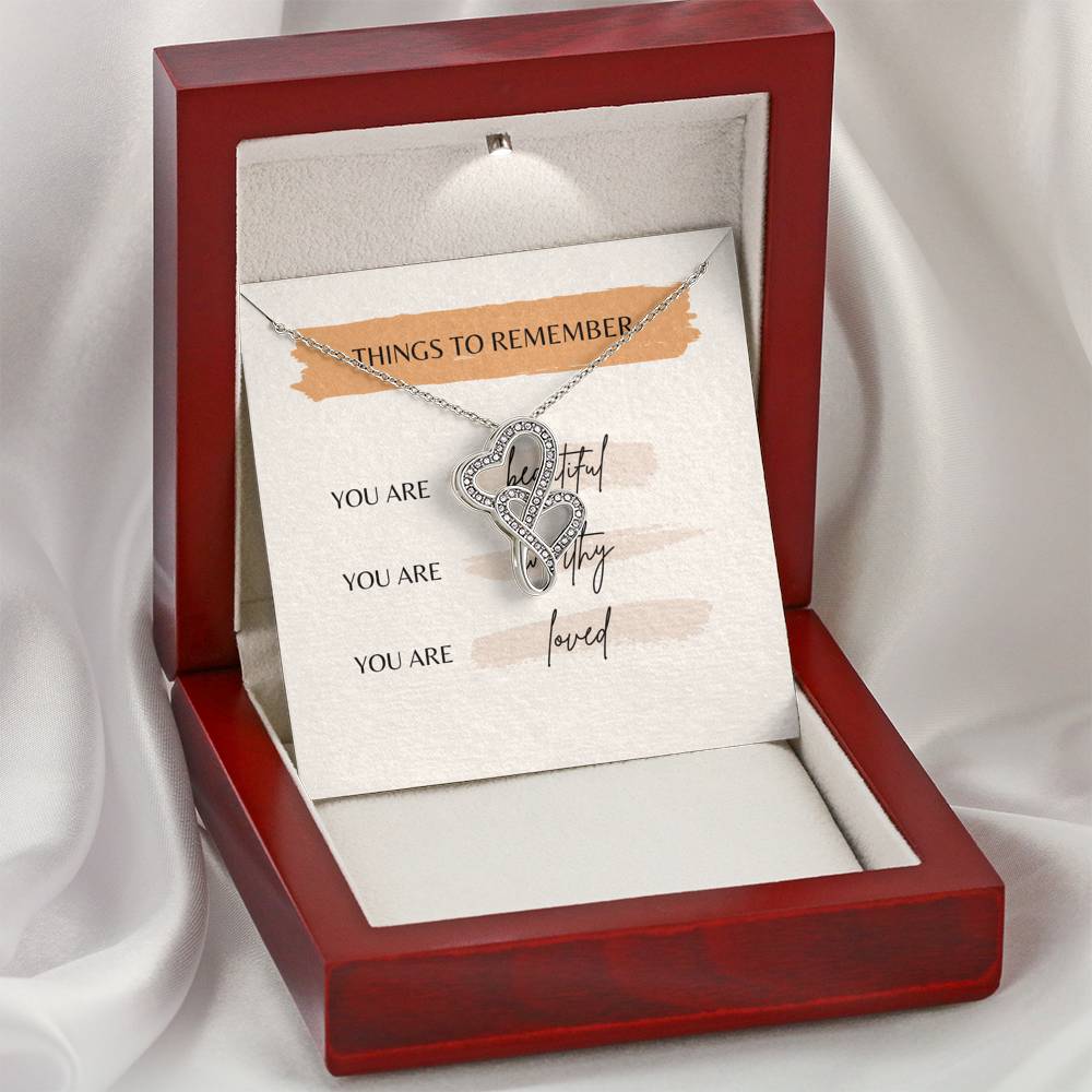 Personalized Wife Girlfriend Necklace for Her Valentines Birthday  Gift Double Hearts  Necklace for Women with Message  Card