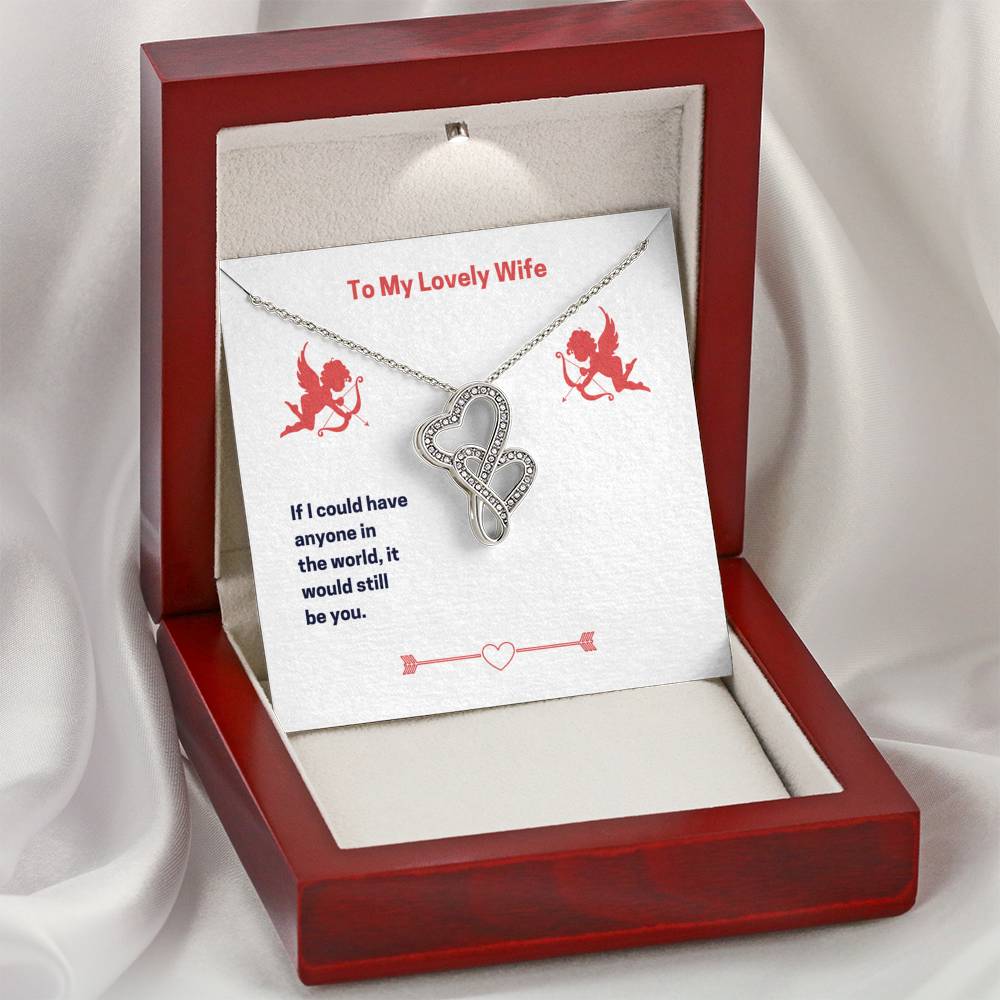 Personalized To my Wife Necklace  for Her Valentines Birthday Gift Double Hearts Necklace for Women with Message  Card