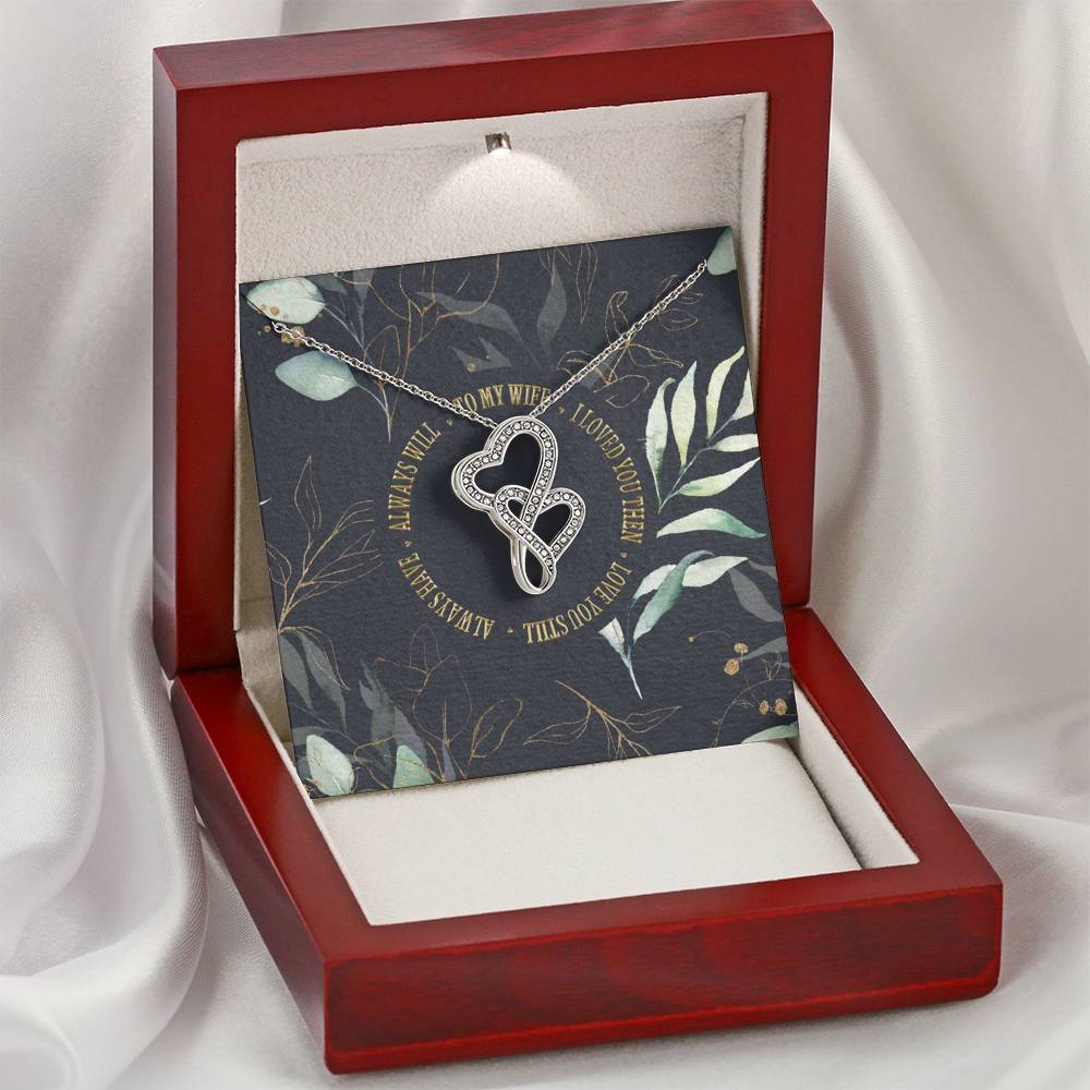 Personalized Gift Wife Necklace  for Her Valentines Birthday Anniversary Gift Double  Hearts Necklace for Women with Message  Card