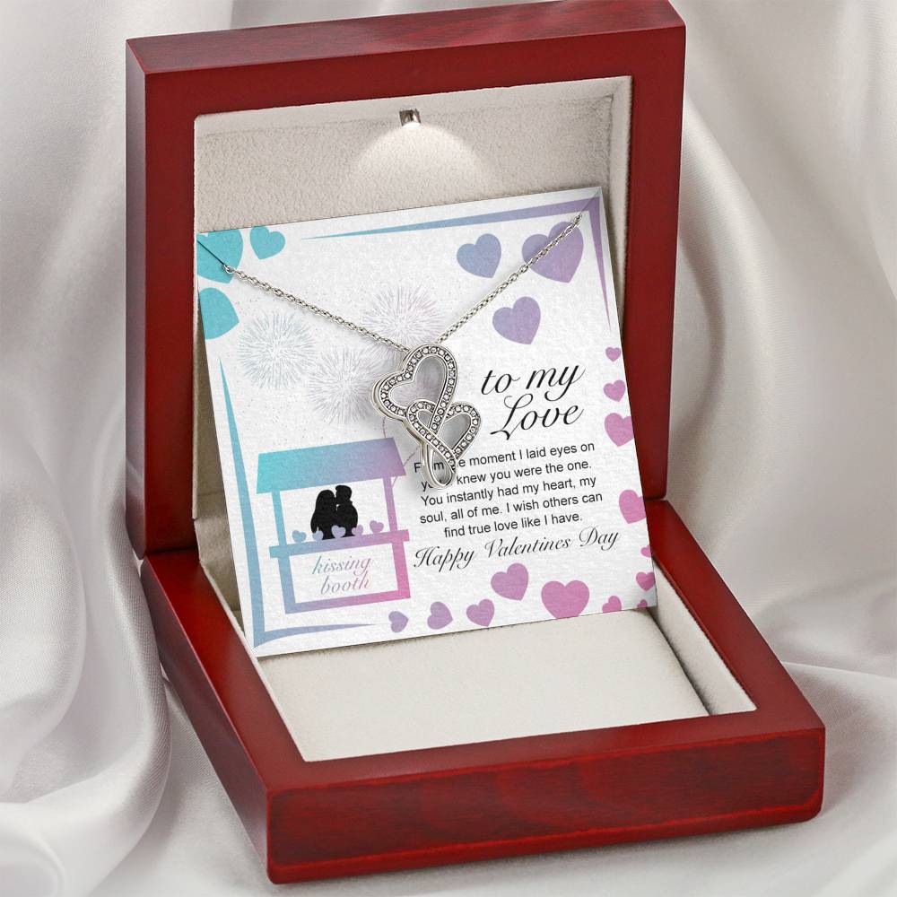 Personalized Wife Girlfriend Necklace  for Her Valentines Birthday Anniversary Gift Double Hearts Necklace for Women with Message  Card