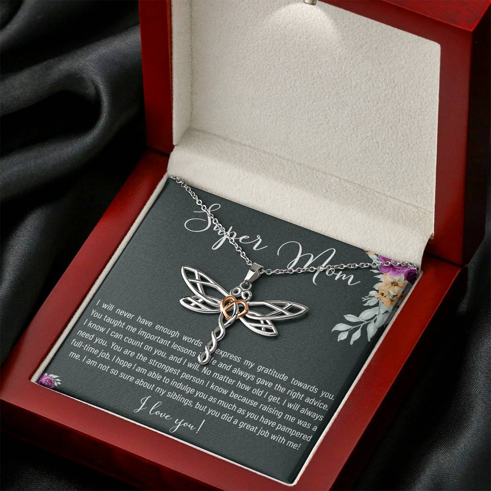 Personalized Gift Necklace for Her Birthday Mother's Day Valentines Dragonfly Dreams Heart Necklaces for Women with Message  Card