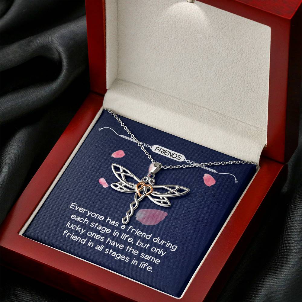 Personalized BFF Bestfriend Necklace  for Her Valentines Birthday Anniversary Gift Dragonfly Dream Necklace for Women with Message  Card