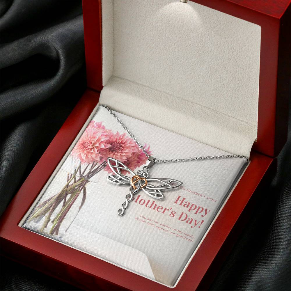 Personalized Gift Mom Necklace for Her Birthday Valentines Mother's Day Dragonfly Dreams Necklaces for Women with Message  Card