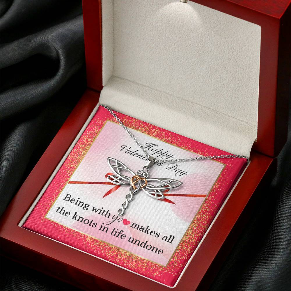 Dragonfly silver necklace for girlfriend Anniversary Engagement gift for fiance Personalized birthday gift for her Valentines necklace with message card from boyfriend Silver jewelry for women