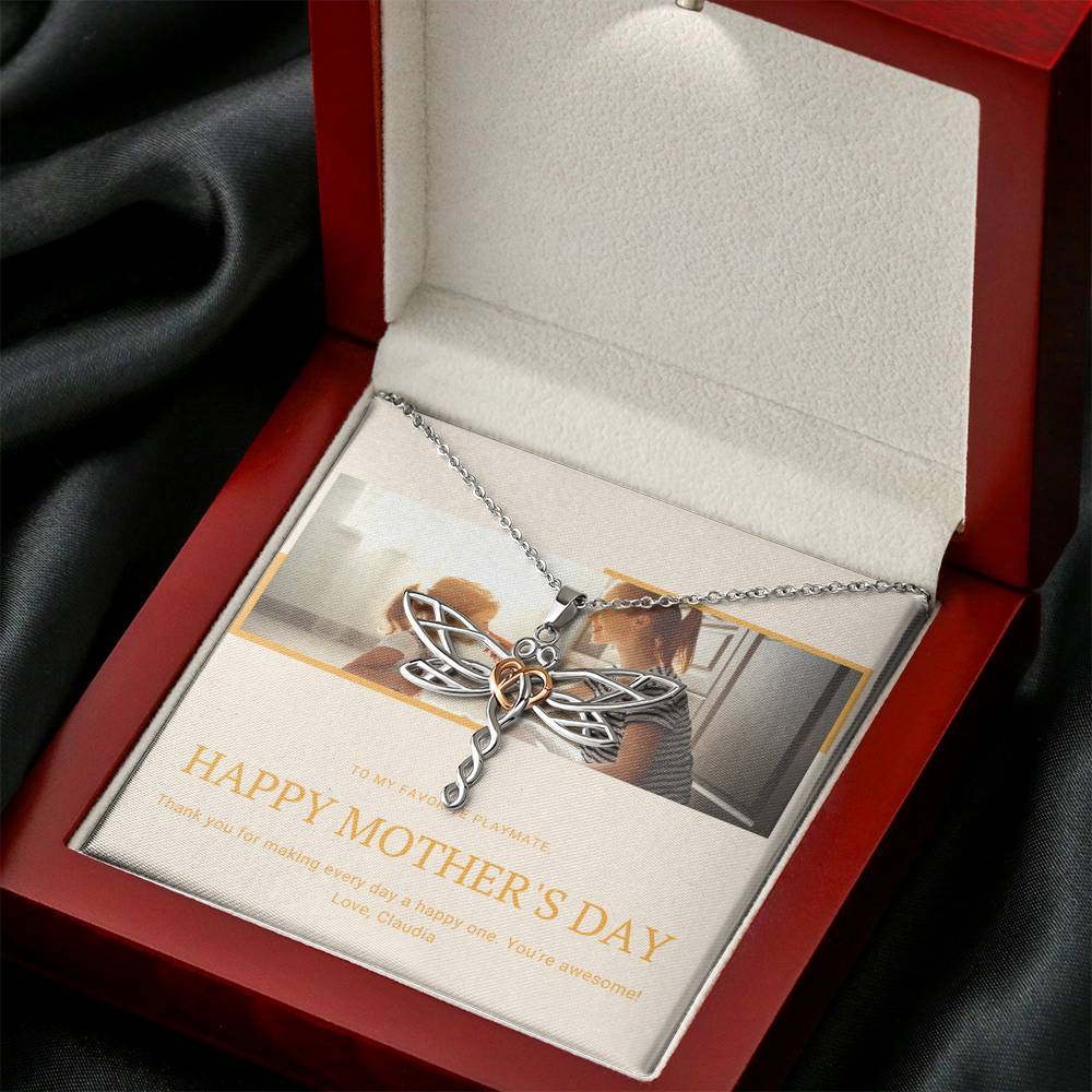 To My Mother Step Mom Mother In Law Grandma Necklace For A Great Job Thank You Pendent Gift With The Message Card From Kids On Mother's Day