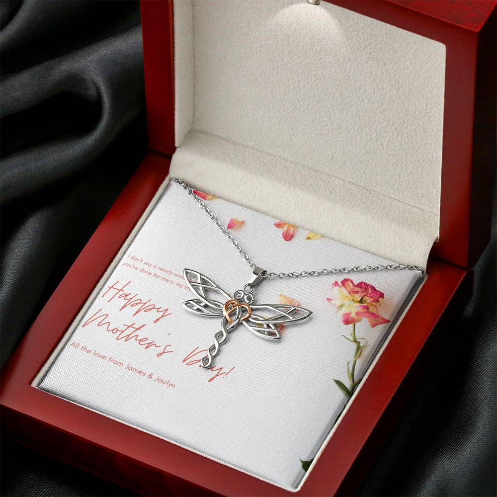 Personalized Gift Mom Necklace for Her Birthday Valentines Mother's Day Dragonfly Dreams Necklaces for Women with Message  Card