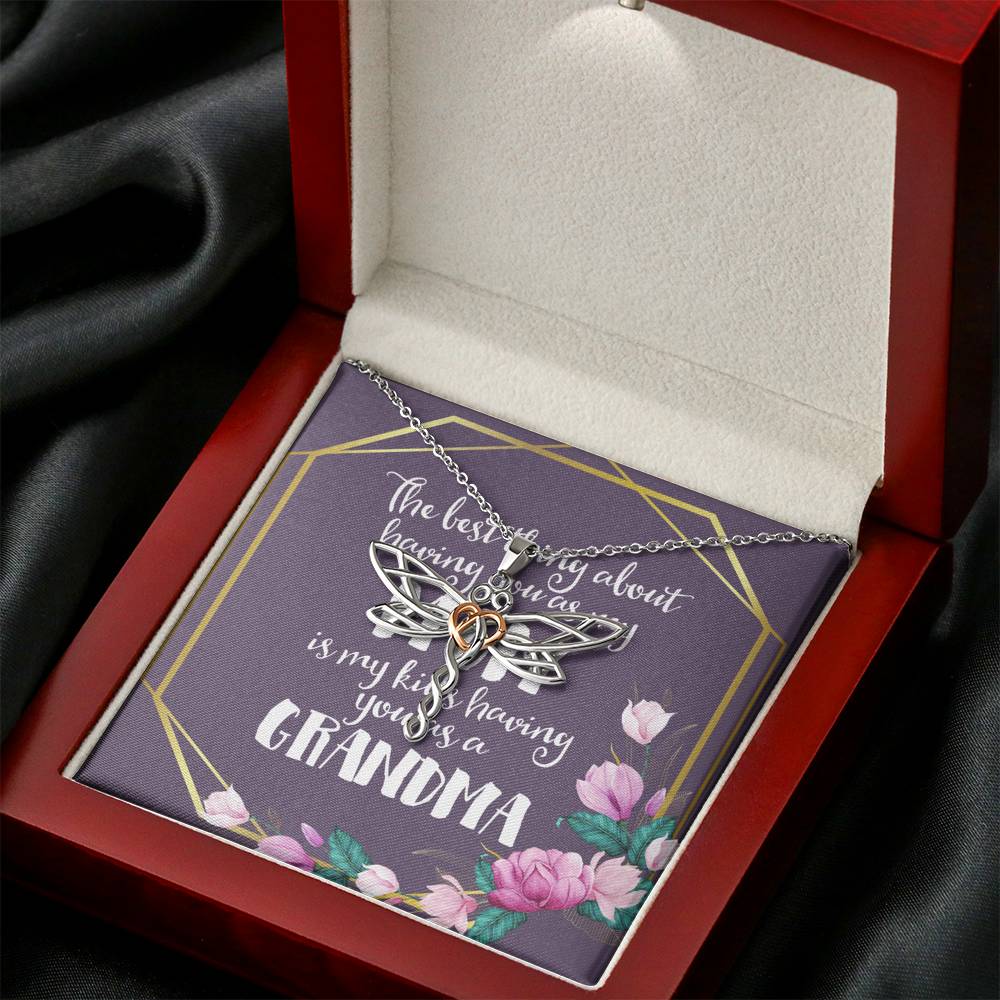 Grandma Dragonfly Necklace, Necklace Personalized Gifts Birthday Gift Custom Necklace for Mom Necklaces for Women Flower Jewelry Mothers Day Gift