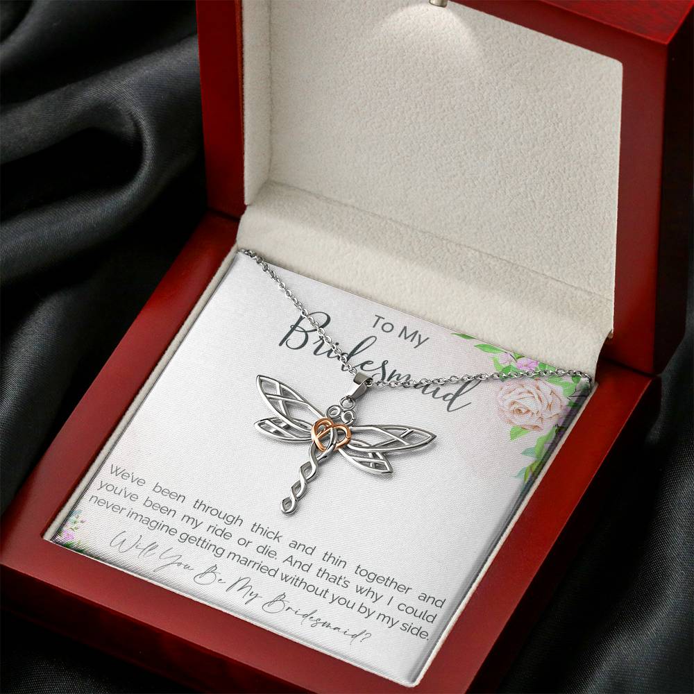 Personalized Gift Bridesmaid Necklace for Her Wedding Accessory  Dragonfly Dream Heart Necklaces for Women with Message  Card