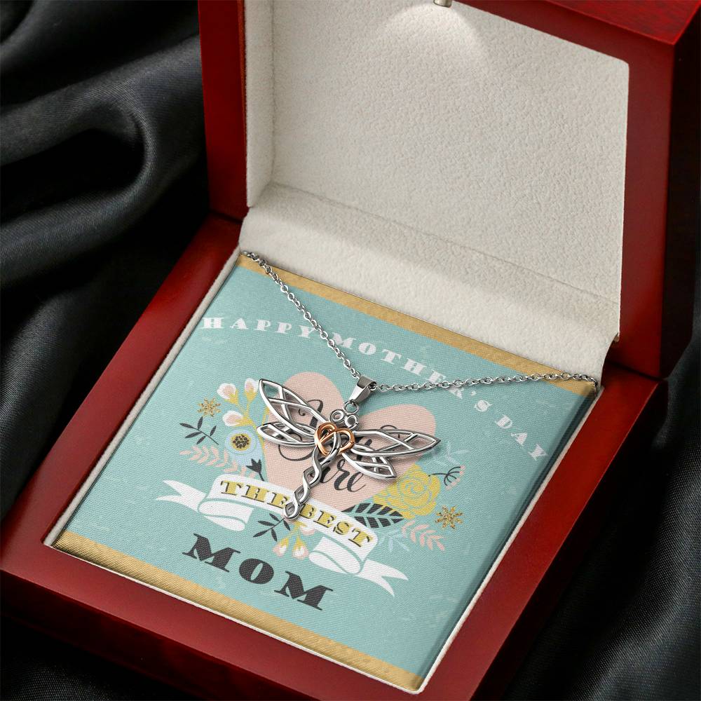 To My Mom, I Will Always Be There Dragonfly Necklace | Gift for Mom from Daughter | Birthday, Mother's Day, Christmas Present
